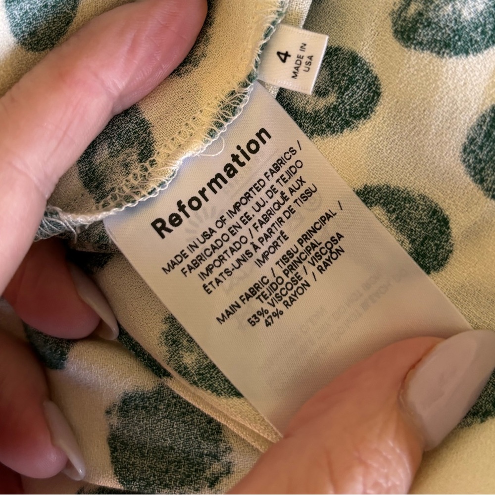 REFORMATION Hilda Dress green and white dots size 4 EUC - Picture 13 of 14